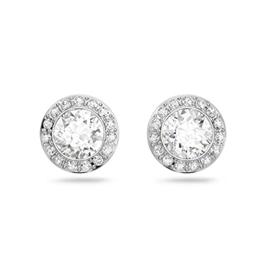 Swarovski Una Angelic Pierced Earrings, Round Cut, White, Rhodium-Plated on Sale